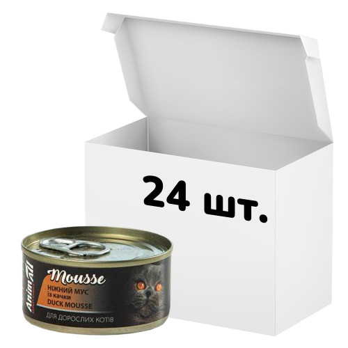 Упаковка консервов AnimAll для кошек, нежный мусс из утки, 80 г, 24 штуки