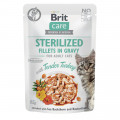 Влажный корм Brit Care Cat Fillets in Gravy для стерилизованных кошек, филе в соусе, с индейкой, пауч, 85 г