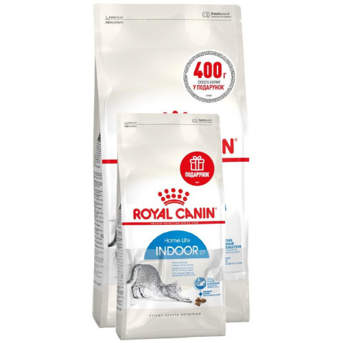 Сухой корм Royal Canin Indoor 27 для кошек постоянно живущих в помещении, 2 кг + 400 г в подарок