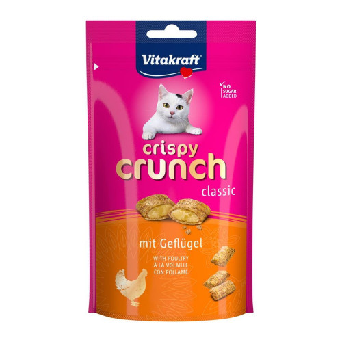 Хрустящие подушечки Vitakraft Crispy Crunch для кошек, с мясом птиц, 60 г