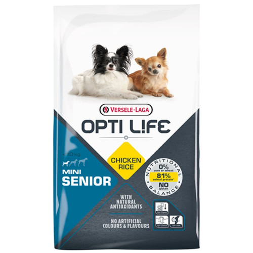 Сухой суперпремиум корм Versele-Laga Opti Life Senior Mini для пожилых собак мини и малых пород, курица, 7.5 кг