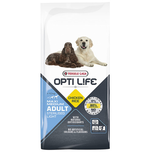 Сухой суперпремиум корма Versele-Laga Opti Life Sterilised Light Medium & Maxi для стерилизованных и собак с лишним весом средних и больших пород, 12.5 кг