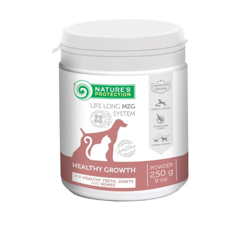 Харчова добавка Nature's Protection Healthy growth formula, для зростаючих собак та котів, для зубів, суглобів, кісток, 250 г