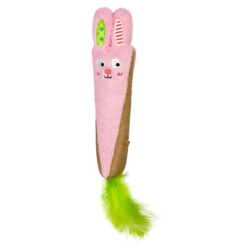 Игрушка GiGwi Rookie Hunter Кролик розовый с шорохом для кошек, текстиль, бумага, 38 см