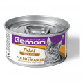 Консервы Gemon Cat Wet Adult мясной мусс для взрослых кошек, курица и свинина, 85 г