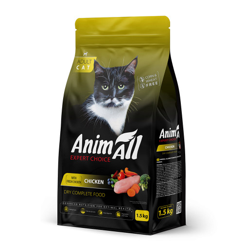 Сухой корм AnimAll для кошек, со свежей курицей, 1.5 кг