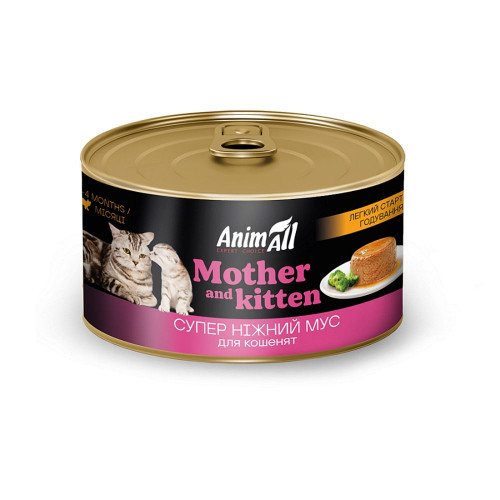 Влажный корм AnimAll легкий старт кормления, для кошек и котят, мусс, 195 г