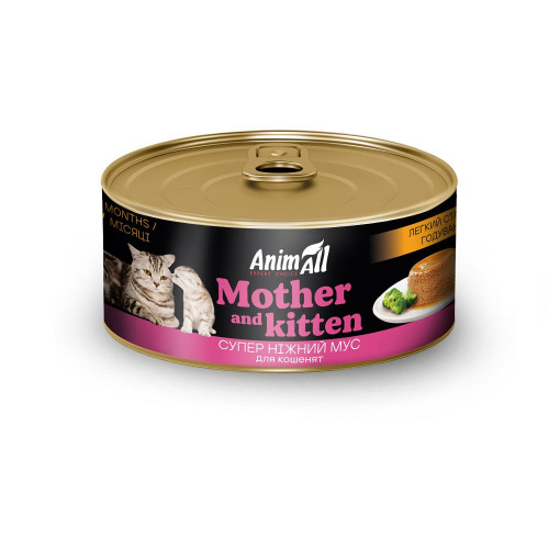 Влажный корм AnimAll легкий старт кормления, для кошек и котят, мусс, 85г