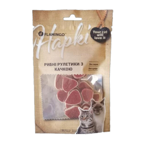 Ласощі Flamingo для котів, качині роли, 50 г