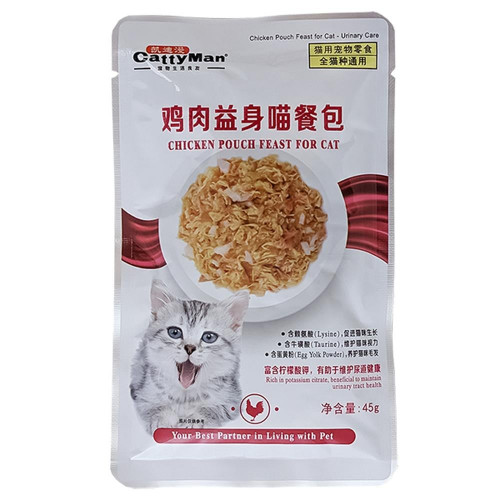 Влажный корм CattyMan Urinary Care Chicken Feast консервы с курицей и макрелью в желе, для кошек, склонных к мочекаменной болезни, пауч, 45 г