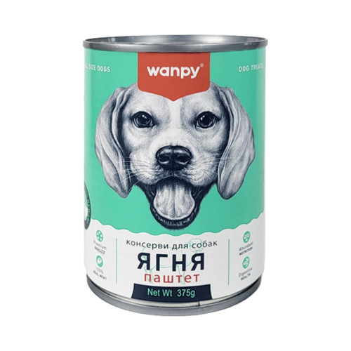Консервы Wanpy Lamb для собак, паштет, ягненок, 375 г
