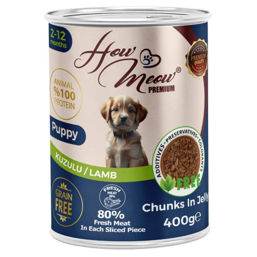 Влажный полнорационный корм HowMeow Puppy с ягненком для щенков, 400 г