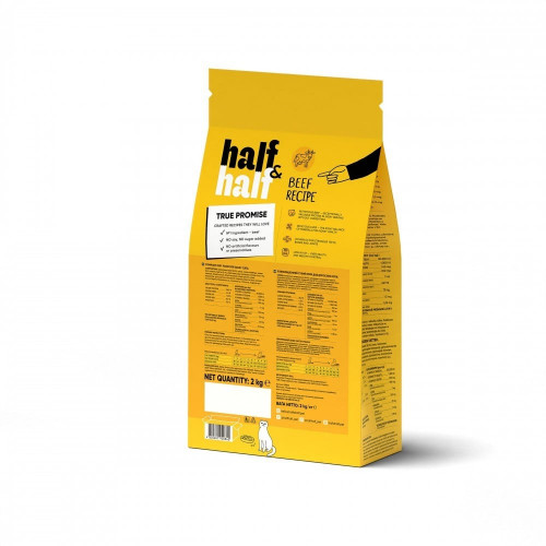 Сухой корм Half&Half для взрослых кошек, с говядиной, 2 кг