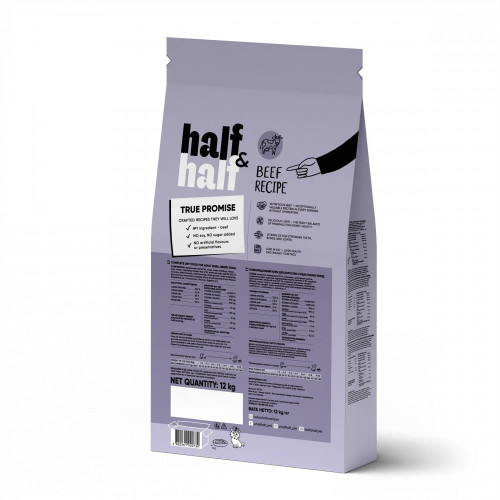 Сухой корм Half&Half для взрослых собак маленьких пород, с говядиной, 12 кг