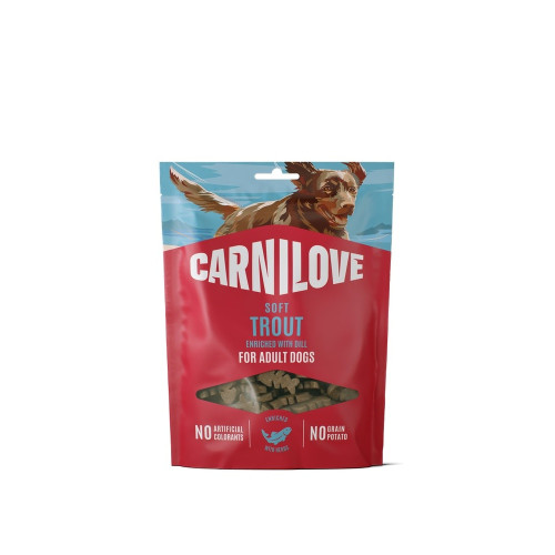 Лакомство Carnilove Dog Semi Moist, для собак, форель, укроп, 200 г