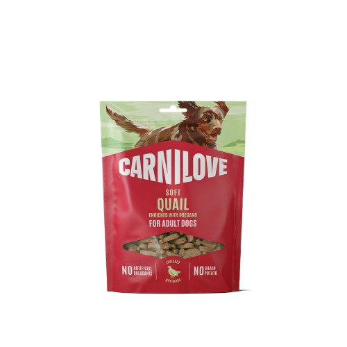Лакомство Carnilove Dog Semi Moist, для собак, перепел, орегано, 200 г