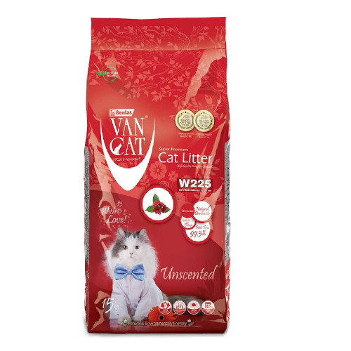 Бентонитовый наполнитель VanCat Unscented для туалета, 15 кг
