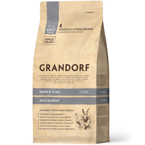 Сухой корм Grandorf Rabbit & Turkey Sterilized для стерилизованных кошек, кролик с индейкой, 400 г