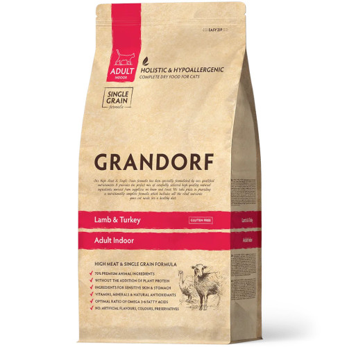 Сухой корм Grandorf Lamb & Turkey Adult Indoor для взрослых кошек, ягненок с индейкой, 400 г