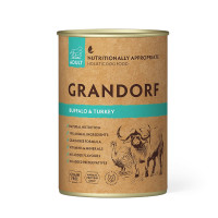 Влажный корм Grandorf Buffalo & Turkey для взрослых собак, с мясом буйвола и индейкой, 400 г Влажный корм Grandorf Buffalo & Turkey для взрослых собак, с мясом буйвола и индейкой, 400 г