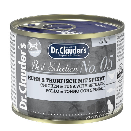 Влажный корм Dr.Clauder's Best Selection №5 для взрослых кошек с курицей, тунцем и шпинатом, 200 г
