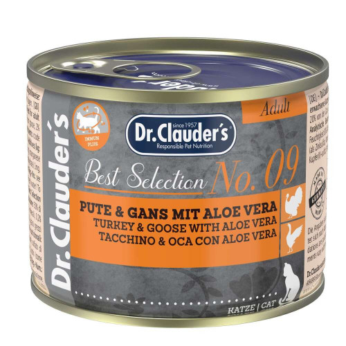 Влажный корм Dr.Clauder's Best Selection №9 для взрослых кошек, с индейкой, гуской и алоэ вера, 200 г