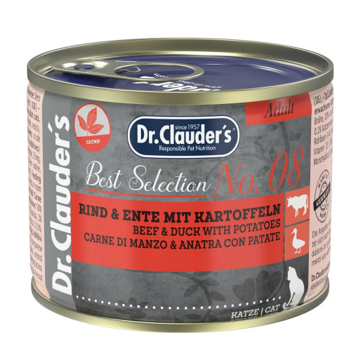 Влажный корм Dr.Clauder's Best Selection №8 для взрослых кошек, говядина и утка с картофелем, 200 г