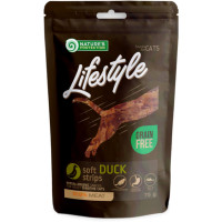 Ласощі Nature's Protection Lifestyle Cat Snacks Soft Duck Strips, для котів м'які смужки з качки, 75 г Ласощі Nature's Protection Lifestyle Cat Snacks Soft Duck Strips, для котів м'які смужки з качки, 75 г