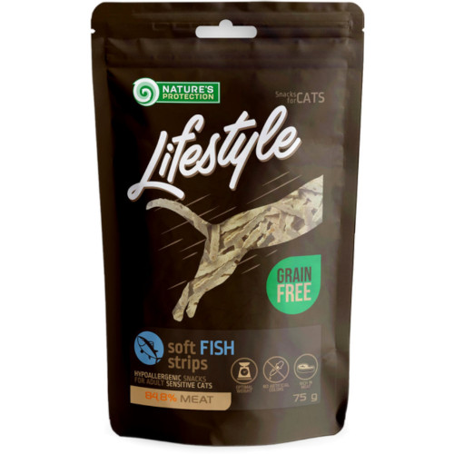 Лакомство Nature's Protection Lifestyle Snack cat Soft Fish Strips для кошек, мягкие полоски из рыбы, 75 г