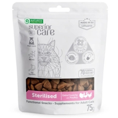 Лакомство для кошек Nature's Protection sterilised with poultry for snack, с домашней птицей 75 г