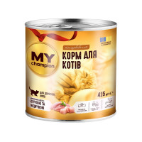 Влажный корм Мой чемпион для кошек, кусочки с курицей и индейкой, 415 г Влажный корм Мой чемпион для кошек, кусочки с курицей и индейкой, 415 г