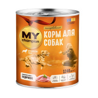 Влажный корм Мой чемпион для собак, кусочки с индейкой, 1240 г