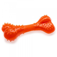 Игрушка Comfy Mint Dental Bone для собак, кость с выступами, пластиковая, оранжевая, 8.5 см