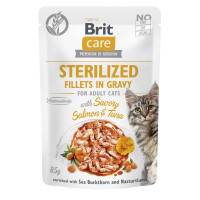 Влажный корм Brit Care Cat Fillets in Gravy для стерилизованных кошек, филе в соусе, лосось и тунец, пауч, 85 г Влажный корм Brit Care Cat Fillets in Gravy для стерилизованных кошек, филе в соусе, лосось и тунец, пауч, 85 г