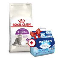 Сухий корм Royal Canin Sensible при чутливому травленні у кішок, 4 кг + наповнювач Catsan 5 л у подарунок Сухий корм Royal Canin Sensible при чутливому травленні у кішок, 4 кг + наповнювач Catsan 5 л у подарунок