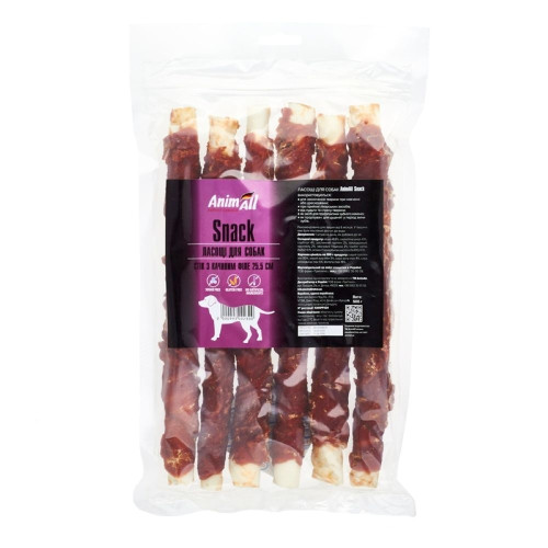 Лакомство AnimAll Snack для собак, сток с утиным филе, 25.5×3 см, 500 г