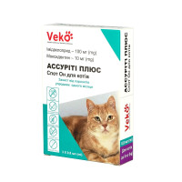 Капли Veko Ассурити Плюс против паразитов для кошек весом 4-8 кг, 3 пипетки, 0.8 мл Капли Veko Ассурити Плюс против паразитов для кошек весом 4-8 кг, 3 пипетки, 0.8 мл