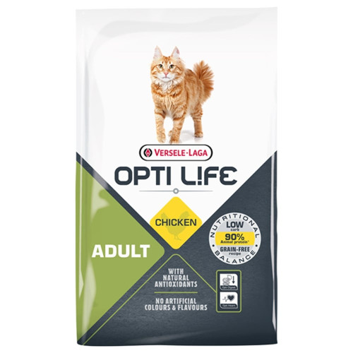 Сухой беззерновой суперпремиум Versele-Laga Opti Life Adult, корм для кошек курица, 7.5 кг