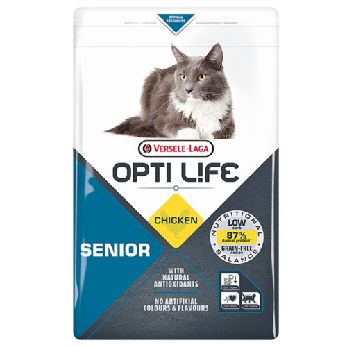 Сухой беззерновой суперпремиум корм Versele-Laga Opti Life Senior для пожилых кошек, курица, 1 кг.