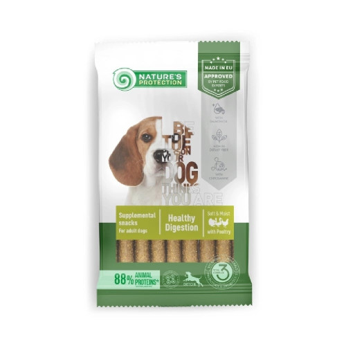 Лакомство Nature's Protection Healthy Digestion для взрослых собак всех пород, с домашней птицей, 110 г