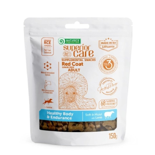 Беззернові ласощі Nature's Protection Superior Care Red Coat Healthy Body&Endurance для дорослих собак, ягня, 150 г