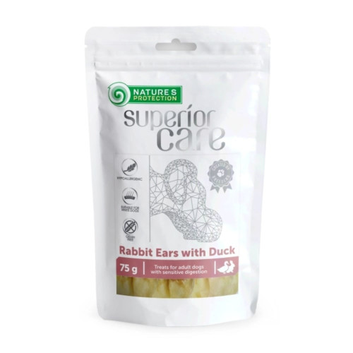Ласощі Nature's Protection Superior Care Rabbit Ears With Duck для собак, кролячі вуха з качкою, 75 г