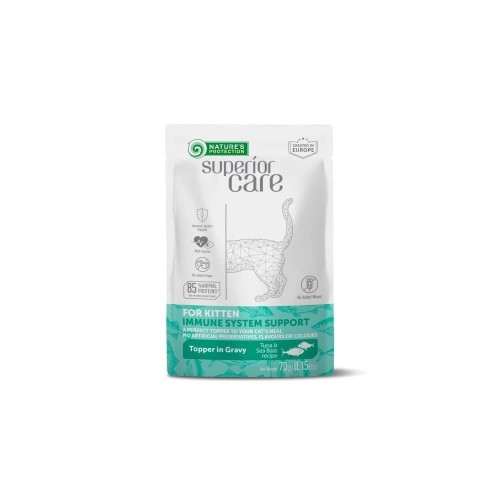 Влажный корм Nature's Protection Superior Care Immune System Support для котят, тунец и морской окунь, соус, 70 г Влажный корм Nature's Protection Superior Care Immune System Support для котят, тунец и морской окунь, соус, 70 г