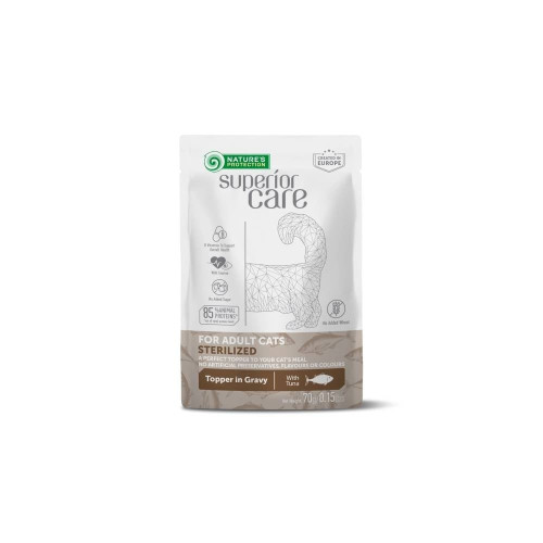 Вологий корм Nature's Protection Superior Care Sterilised для дорослих котів, тунець, соус, 70 г Вологий корм Nature's Protection Superior Care Sterilised для дорослих котів, тунець, соус, 70 г