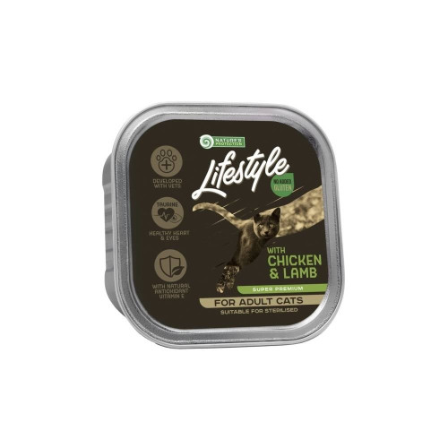 Вологий корм Nature's Protection Lifestyle Chicken&Lamb Sterilised для стерилізованих котів, курка і ягня, 85 г
