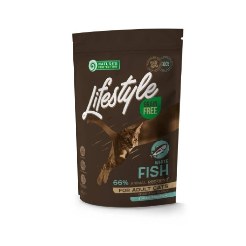Сухий беззерновий корм Nature's Protection Lifestyle White Fish Adult для дорослих котів, з білою рибою, 7 кг