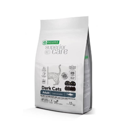 Сухий беззерновий корм Nature's Protection Superior Care Dark Cats для дорослих котів, з оселедцем, 7 кг