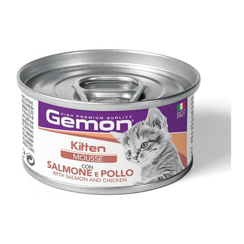 Консервы Gemon Cat Wet Kitten мясной мусс для котят, лосось и курица, 85 г Консервы Gemon Cat Wet Kitten мясной мусс для котят, лосось и курица, 85 г