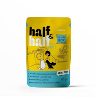 Влажный корм Half&Half для взрослых кошек, кусочки с лососем в желе, пауч, 100 г Влажный корм Half&Half для взрослых кошек, кусочки с лососем в желе, пауч, 100 г