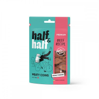 Лакомство Half&Half для собак, в форме мясных монеток, с говядиной, 100 г Лакомство Half&Half для собак, в форме мясных монеток, с говядиной, 100 г